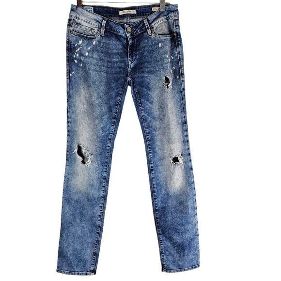 Mavi Jeans Women's Size 28 Slim Boyfriend Ripped Paint Splatter Distressed Emma - Picture 2 of 16